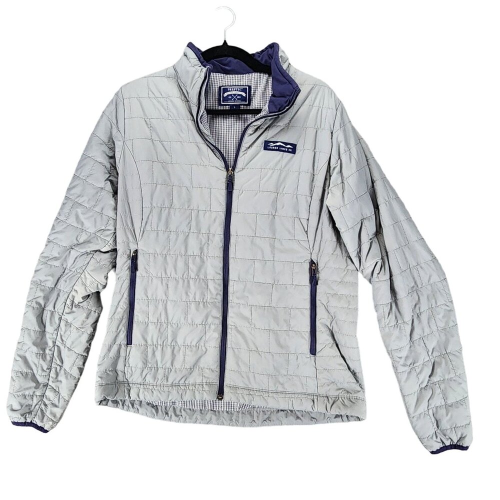 Lauren James Jacket Mens Large Preptec Gray Quilted Long Sleeve Full Zip *Read*